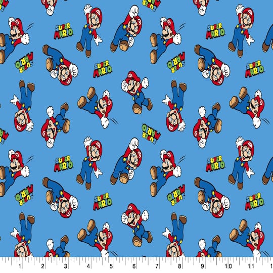 Nintendo® Super Mario™ on Blue Cotton Fabric